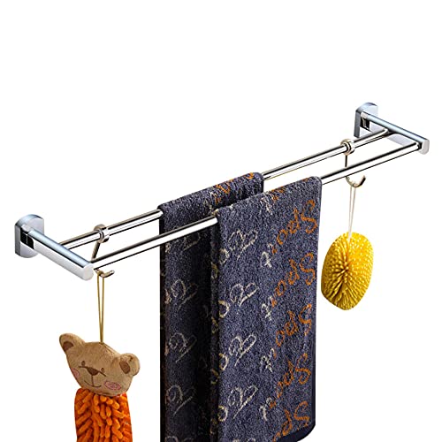 Porte-serviettes double autocollant en cuivre argenté 60 cm sans perçage pour salle de bain