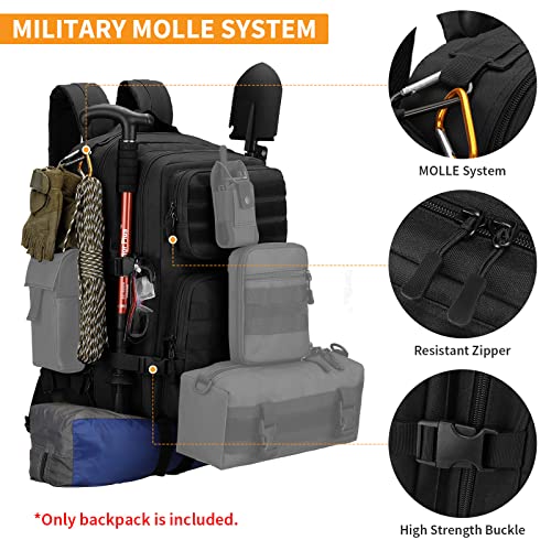 Huntvp 45L Tactical Backpack Military Hiking Backpack Molle Trekking Backpack Waterproof Combat Backpack German Army Climbing Backpack for Men Women Outdoor Hiking Camping - Image 7