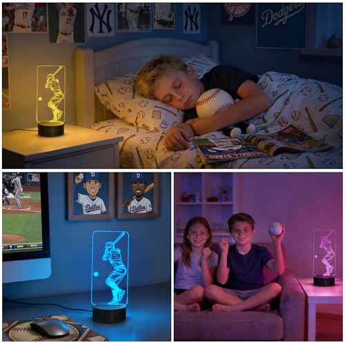 FULLOSUN Lámpara de noche 3D béisbol con control remoto miniatura 4