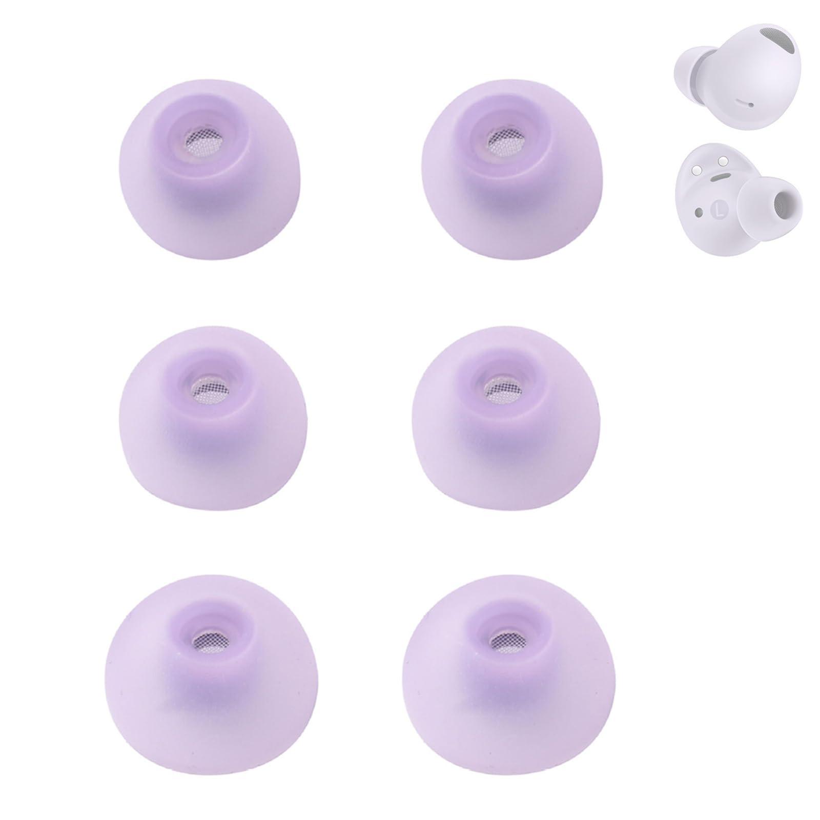 GIONAR 3 Pairs Ear Tips for Samsung Galaxy Buds 2, Replacement Earbud Tips, Replacement for Galaxy Bud Two, Silicone Purple Ear Bud Tips(S/M/L)