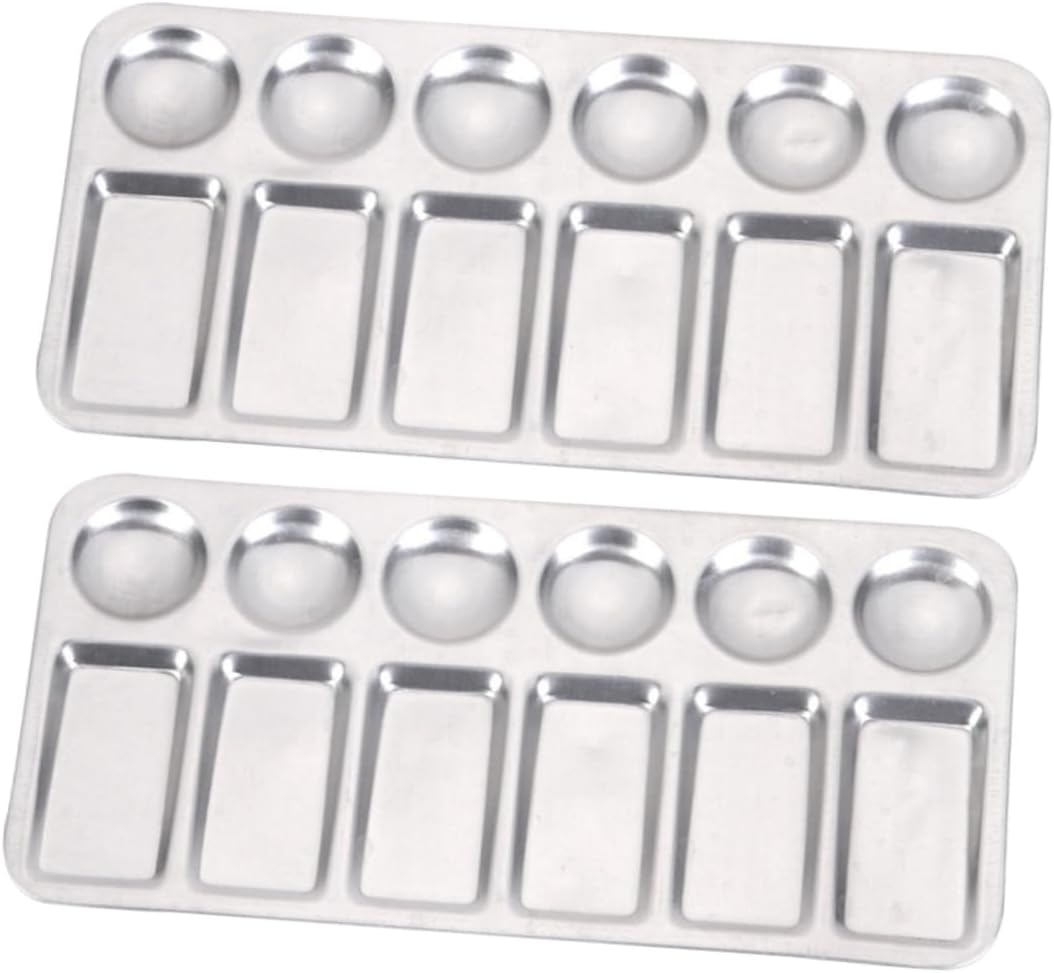 Uonlytech 12-Hole Aluminum Paint Tray for Artists Long Shape Palette for Watercolor Acrylic Gouache for Painting Supplies Mixing Colors and Creative Projects