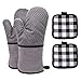 TRUBUY Ofenhandschuhe und Topflappen Set, Hitzebeständige Topfhandschuhe Anti-Rutsch Silikon Küche Backofen Handschuhe für Kochen, Mikrowellen, Backen, Grillen (Grau)
