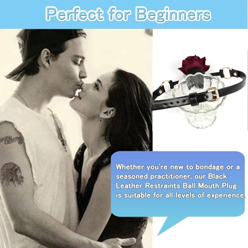 Image of DFsucces Leather Restraints Ball Mouth Plug Silicone Bondage Ball Gag Hollowed-Breathable Silicone Sex Gag Muzzles Adjustable Strap Bondage Harness Restraints( (Red-G1)