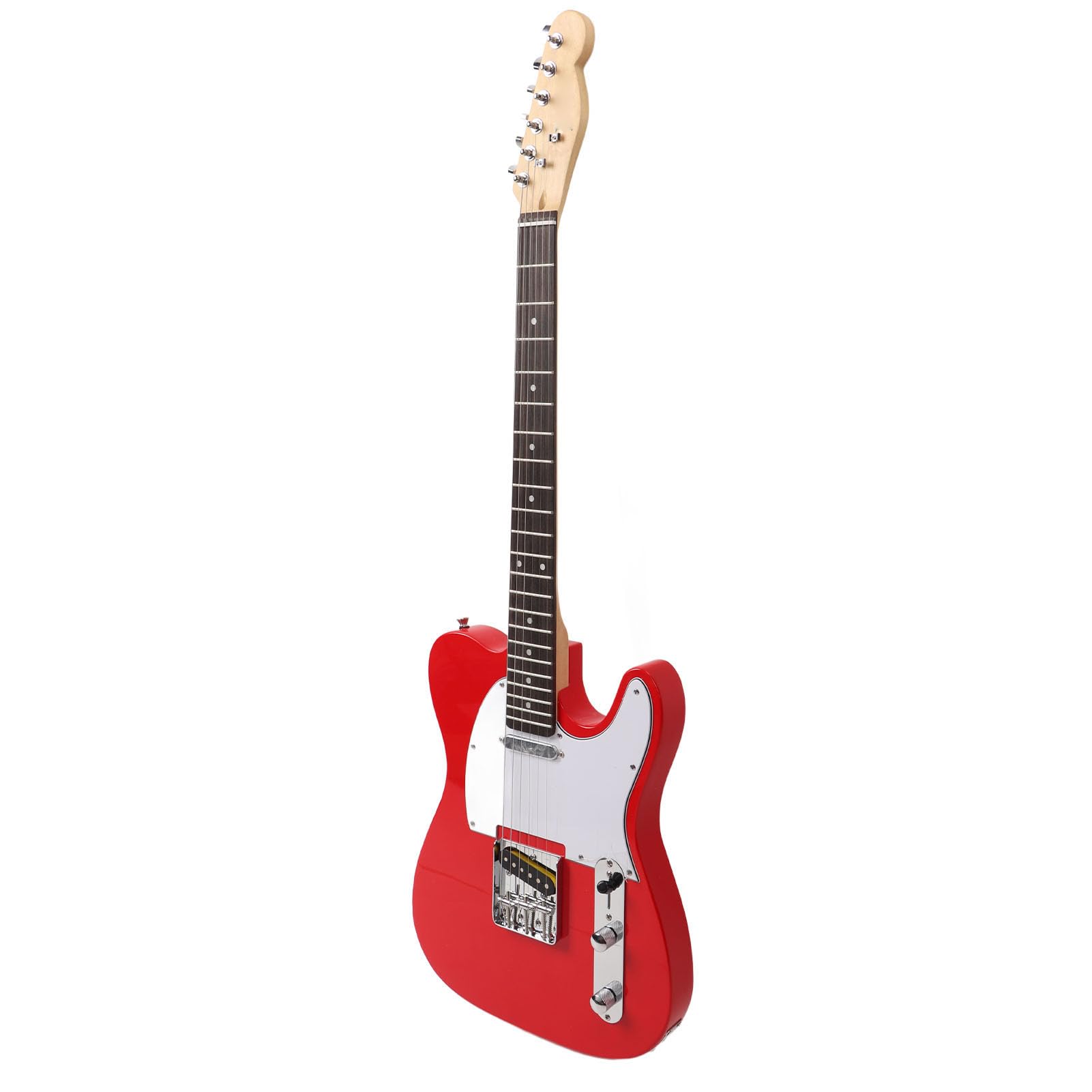 Generic do Gitary Elektrycznej w Stylu ST, Wszechstronne Brzmienie, Pojedynczy Przetwornik, Gitara Elektryczna, Podstrunnica z Palisandru, Ręcznie Robione dla Początkujących (czerwony)