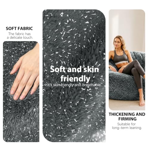 Image of Memory Foam Bean Bag Chair for Adults, 6FT Dark Gray Shining