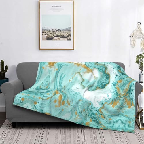 Couverture de lit marbre bleu et doré EdWal en microfibre confortable - 5