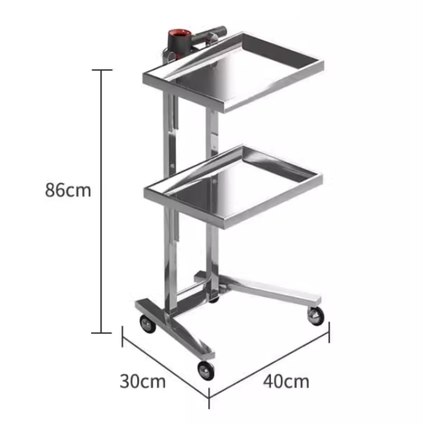 Carrello di rotolamento in acciaio inossidabile con 2 vassoi le Carrello da cucina Carrello di servizio pieghevole su ruote per vassoio Salon C Sto Versatile Utili Cart