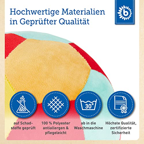 Bieco Softball Baby Rassel | Ø 25 cm | Stoffball mit Rassel | Plüschball | Greifball für Babys | Rasselball zum Greifen