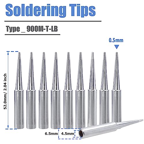 Image of Mesee 10Pcs Soldering Iron Tip Set, 900M Soldering Tips Replacement Fine Solder Gun Tips Welding Head Tool Accessory Compatible with Hakko, Radio Shack, TENMA, ATTEN, Aoyue, Yihua Solder Station