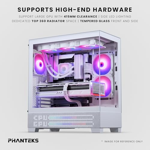 Image of Phanteks XT View Matrix Mid-Tower ATX Gaming PC Case, 600-LED Matrix Display, Tempered Glass Front & Side Panels, USB-C 3.2 Gen2, 3X D-RGB Fans Included, Rear-Connector Ready (Grey White)