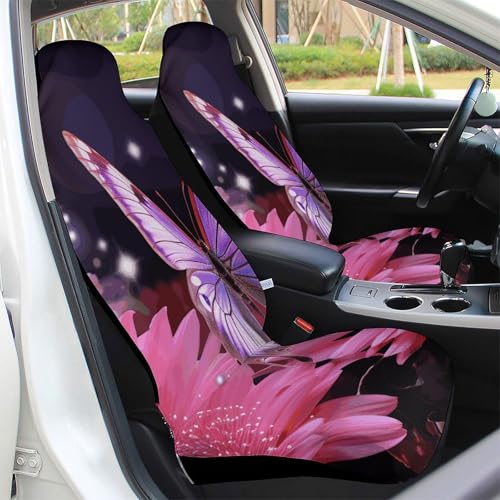 Housse de siège avant de voiture universelle pour SUV et camion motif fleurs violettes