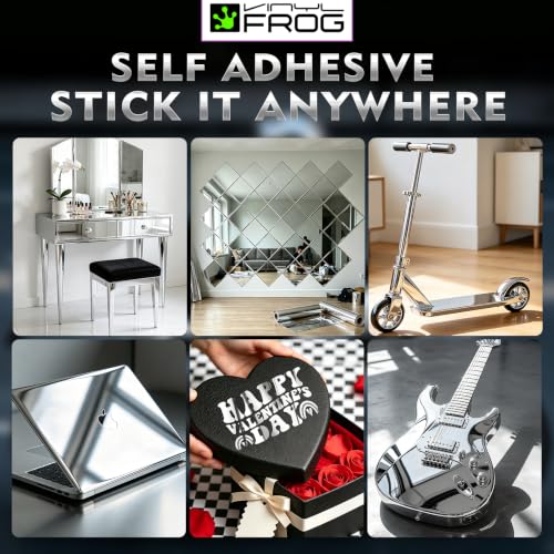 Image of VINYL FROG Car Wrap Vinyl 30x305cm Chrome Mirror Silver Self Adhesive Film DIY Decals Roll Air Release Technology