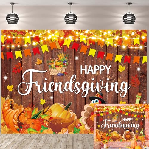 Toile Happy Friendsgiving 2,1x1,5m pour votre repas d'automne entre amis