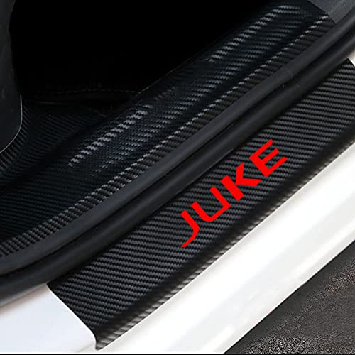 Qirc Carbon Fiber Car Door Sill Protector Kick Wear Pedal,For Juke Car Door Sill Sticker, Car Welcome Door Sill Protector Sticker Decorative Modeling Accessories (Red)