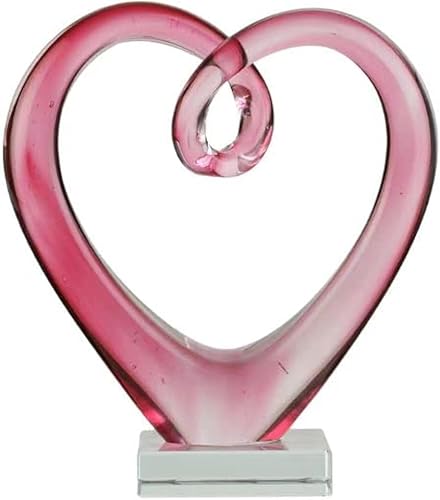 Miniatura 7 de Yao Yuan Escultura de corazón rojo soplado a mano de 7.49 pulgadas de alto, figuras de corazón de cristal, decoración del hogar, colección de