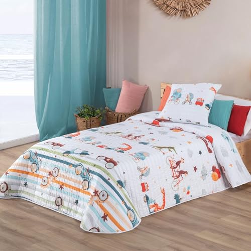 Colcha Bouti Infantil Manterol: Aventura Salvaje Estampada. Cama 90cm