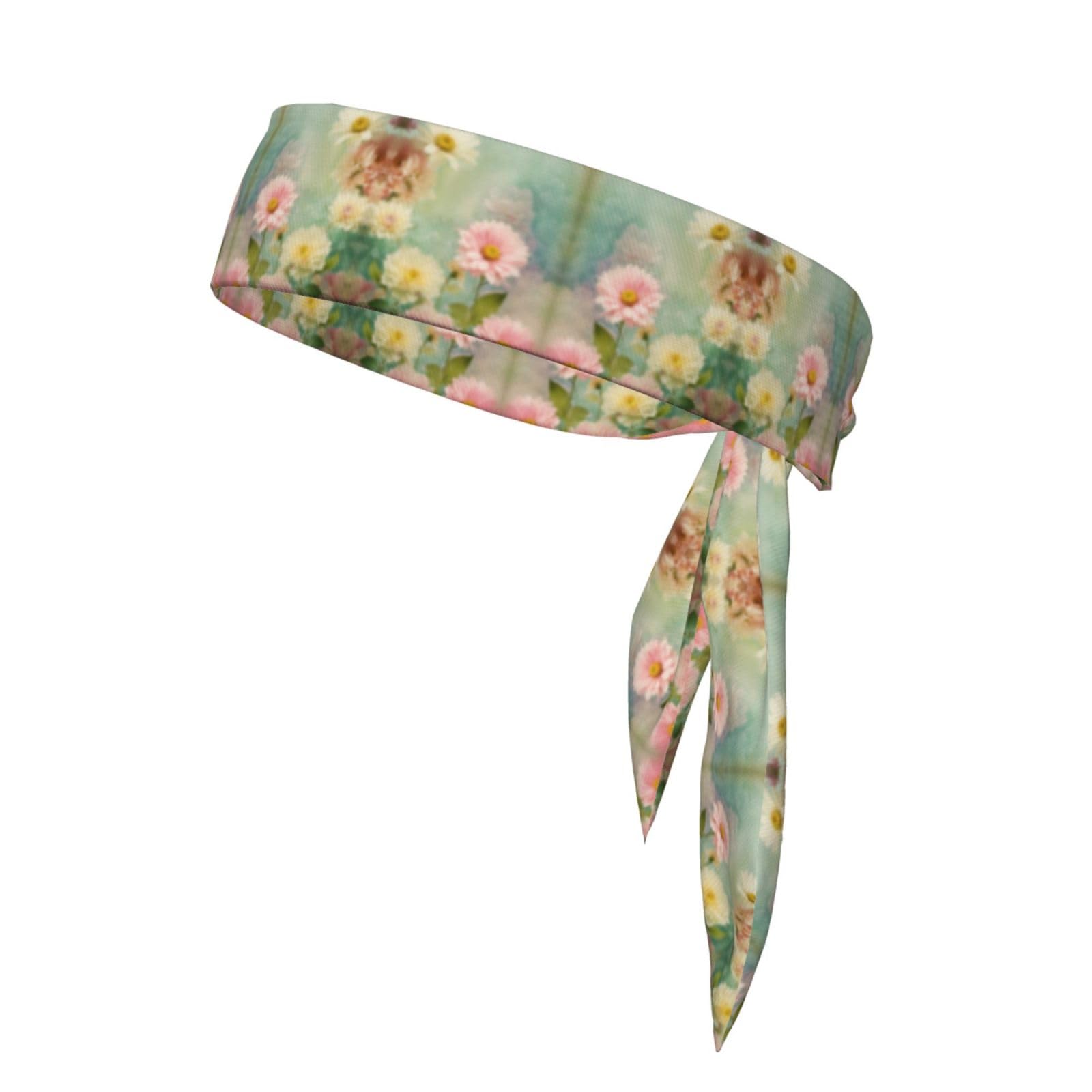 Floral Flowers Daisies Exercising Double-Layer Athletic Bandanas Durable Adjustable Sports Sweatband