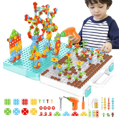 ドリルキットの作成と設計 | モザイク電気パズルおもちゃセット ビルディングブロック | 建築工学ドリルStem Toys キッズドリルセット 教育ギフト 子供、男の子、女の子、子供向け Sakmura