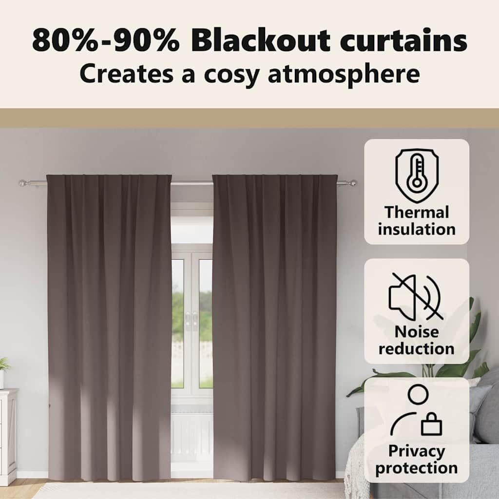 vidaXL Firany blackout z kółkami 2 szt. Ciemny brąz 225 x 140 cm