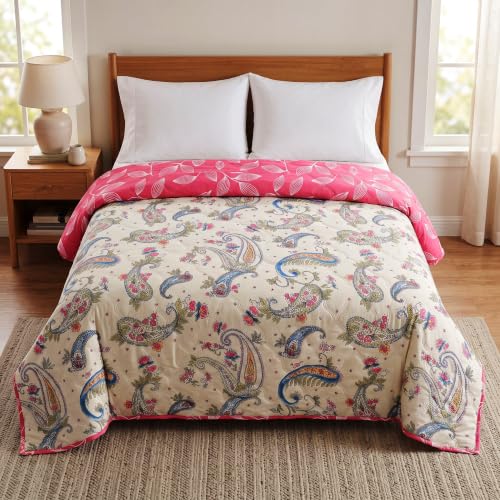 Image of BSB HOME Premium 280 GSM Quilted Comforter, Soft Plush Floral Printed Bedspread, Cozy Warm Reversible Blanket for Bedroom, Elegant Winter Bedding Comforter, 80 x 85 Inches (203 x 215 cm) - Blush Pink