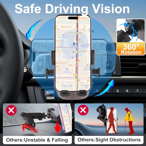 Image of Steel-Hook Air Vent Car Phone Mount Clip Military-Grade Shockproof Universal Car Cell Phone Holder - for All 4-7.2 inch in smart Vertical Screen Cell Phones