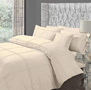 ARLINENS Luxury Polycotton Quality Hamlet Duvet Quilt Cover Bedding Set With Pillowcases (Single, Cream)