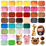 Luxoraiova Filzwolle 36 Farben Set, Premium Merinowolle Trockenfilzen, 108g Filz Starterset, Filzwolle Nadelfilzen Set für Heimwerker, Handwerk, Reparaturen, Nadelfarben, Heimdekoration