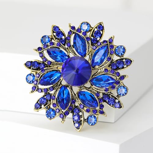 Image of Trendy Large Rhinestone Flower Brooches 8-color for Women Luxury Office Party Casual Pins Jewelry Accessories Gifts