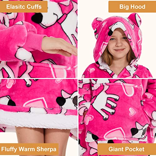 THREE POODLE Wearable Blanket Hoodie, Glow in The Dark Oversized Hoodie Blanket, Sherpa Hooded Blanket Sweatshirt for Adults Women Men Kids, Cozy Gifts
