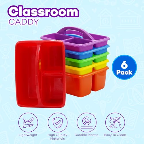 Rainbow Classroom Caddy Set of 6 - Colorful Supply Organizers - Image 2