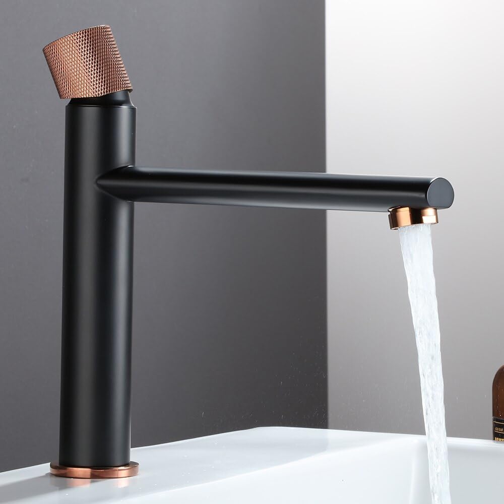 Mitigeur de salle de bain en laiton brossé et chrome or noir au design créatif