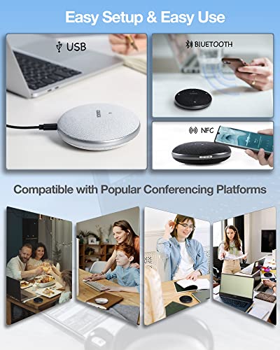 Aispeech Bluetooth Conference Speakers Microphone With Ai Noise Reduction/Echo Canceling, Usb Nfc Speakerphone, Conference Microphone Omnidirectional Voice Pickup, Compatible With Leading Platform #TOP4