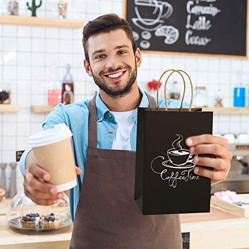 Bagdream Gift Bags Kraft Paper Bags 100Pcs 5.25X3.75X8 Inches Small Shopping Bag Kraft Bags Party Bags Black Paper Bags With Handles Bulk #TOP4