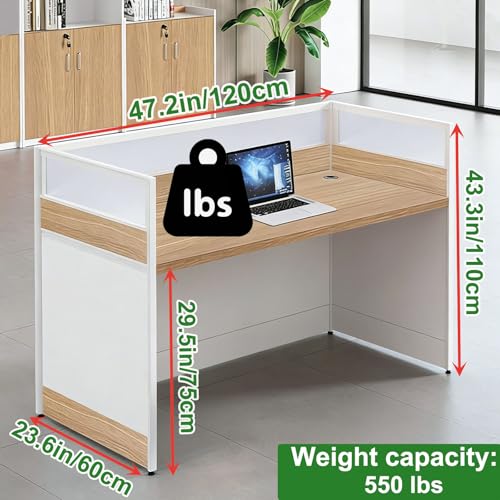Nykto Modular Desk Workstation, Office Cubicle with Mute Privacy Walls, Office Cubicle Workstations with Cable Grommet, Easy-Assembly Desk System for Modern Workspaces (1 Person, Oak + White)
