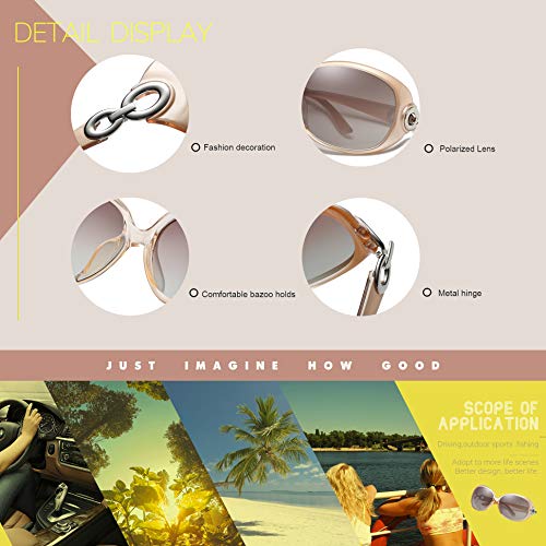 image for DUCO Shades Classic Oversized Polarized Sunglasses for Women 100% UV P