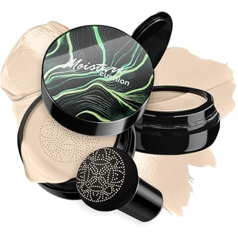 Mushroom Head Air Cushion CC Cream Foundation BB Cream Foundation Makeup Moisturizing CC Cream Liquid Foundation,Concealer Lasting Makeup Foundation Even Skin Tone Makeup Base Primer(#01 Ivory White) Cover