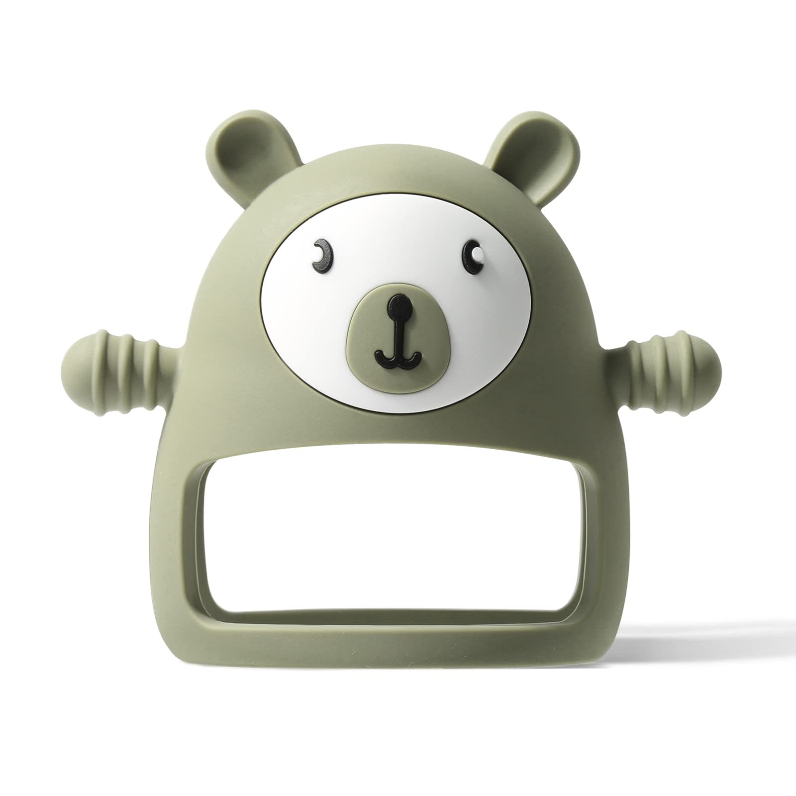 COZYPANDATeething Toys for Babies 0-6-12 Months, Never Drop Baby Teething Toys Silicone Baby Teether for Soothing Sore Gums, Baby Chew Toys for Sucking Teething Relief for Boy/Girl, BPA Free (Sage)