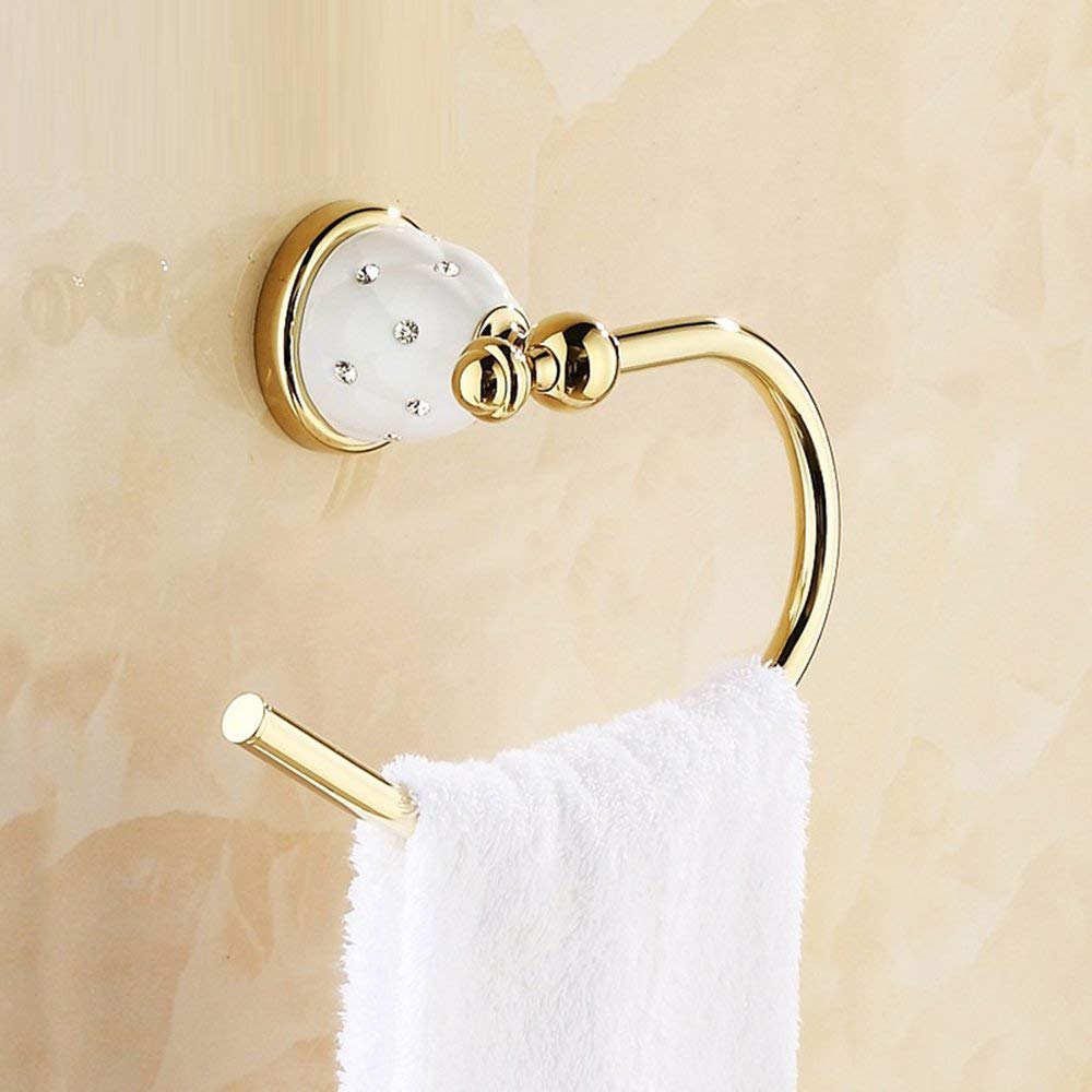 Anneau porte-serviette rétro en or rose pour salle de bains chic