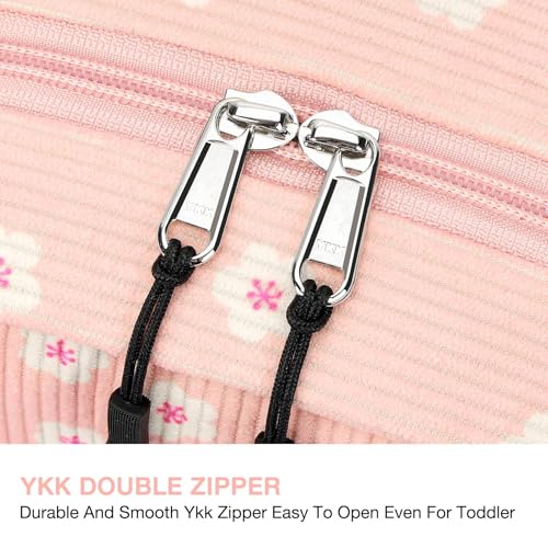 Image of STEAMEDBUN Corduroy Toddler Backpack for Girls 2-4: Kids backpack for Boys Girls - 12 inch Preschool Kindergarten Backpacks - Sakura
