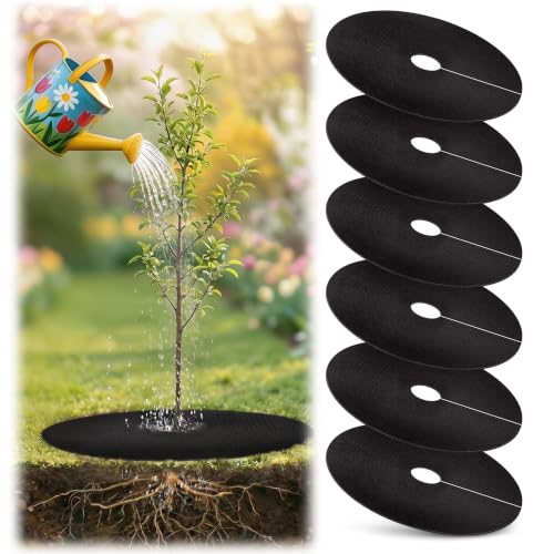 UCandy 20.5" Non-Woven Tree Mulch Ring 6 Pack, Weed Barrier Mat,Tree Mulch Used to inhibit Weed Growth and Landscape Weed Control Plant Root Protection
