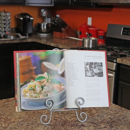 Home-X - 13-Inch Silver Finish Metal Easel Plate Display Photo Holder Stand, Perfect For Holding Pictures, Small Cookbooks, Decorative Plates, I-Pads Or Art #TOP4