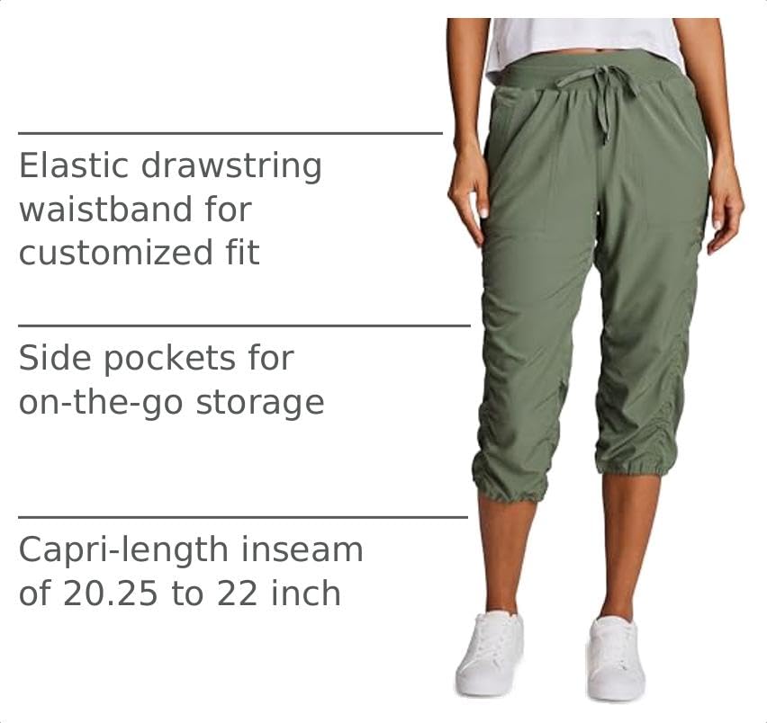 Image of RBX Active Capri Pants for Women Joggers Stretch Lightweight Women's Casual Pant Capri with Drawstring