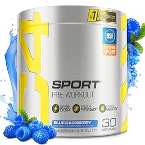 Cellucor C4 Sport Pre Workout Powder Blue Raspberry – Pre Workout Energy with Creatine + 135mg Caffeine and Beta-Alanine Performance Blend – NSF Certified for Sport 30 Servings