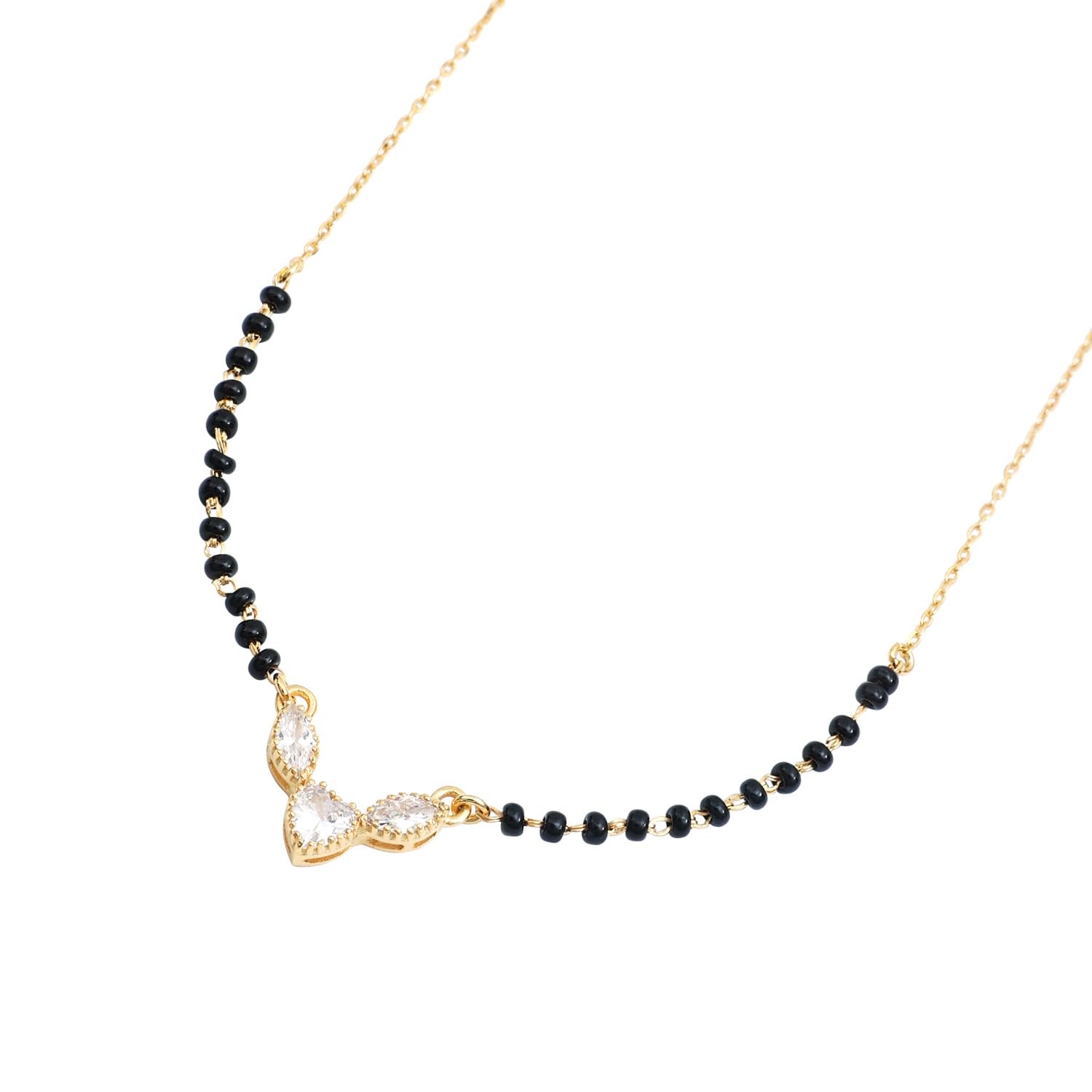 18K 1gm Micron Gold Plated Anti Tarnish Hypoallergenic Simple 925 Sterling Silver Black Beads Kala Mani Mangalsutra | Tanmaniya | Thali Chandi Pendant Chain Necklace | Pure Silver Gift for Wife-image-8