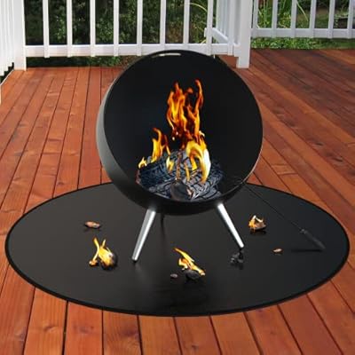 30" Fire Pit Mat & Under Grill Mat, 2-Layer Thickened Grill Mat for Outdoor Grill Deck Protector,Round Fire Pit Mat for Under Fire Pit,Double-Sided Fireproof BBQ Grill Mat, Oil-Proof & Waterproof