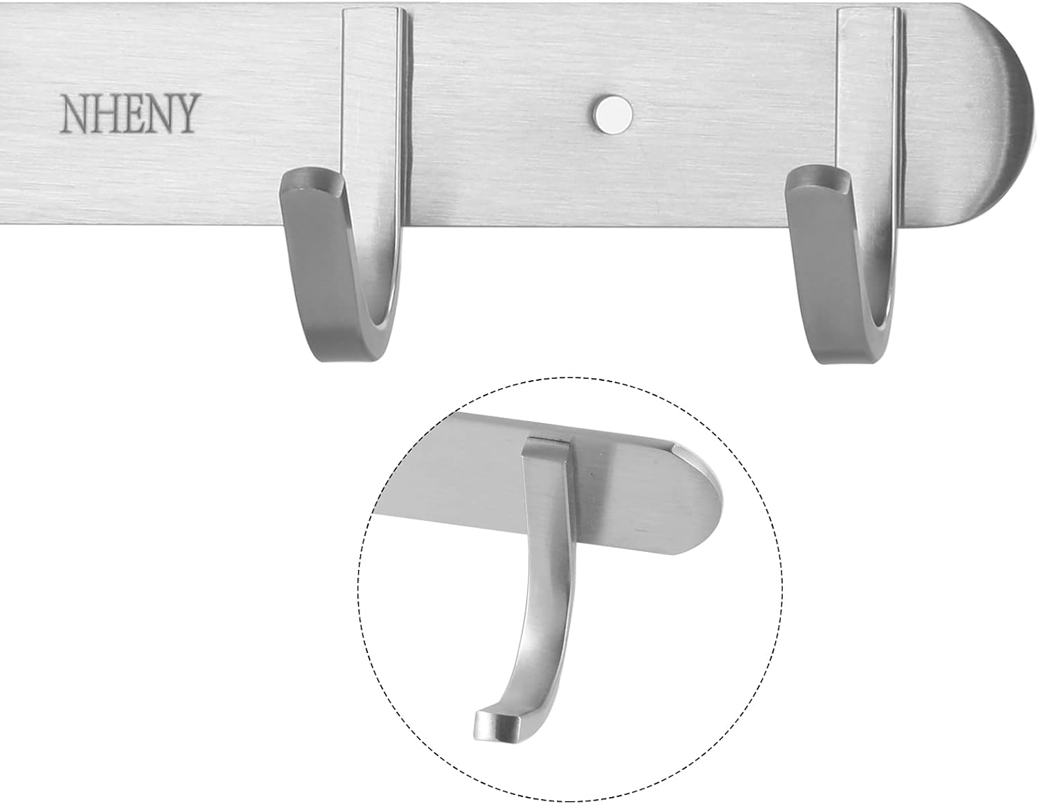 Coat hook Wall Mount - NHENY Towel hook Rack with 4 Hooks 11-inch hanger for Hanging Clothes, Bags, Keys, Easy to Install Rail for Bedroom, Bathroom, Entryway, Door, 304 Stainless Steel Brushed Nickel