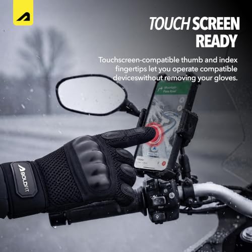 Image of Boldfit Riding Gloves for Bikers Touch Screen Breathable Glove for Men & Women Knuckle Protection Hand Gloves for Bike Riding Motorcycle Racing, Cycling, Sports & Bike Accessories (Black)