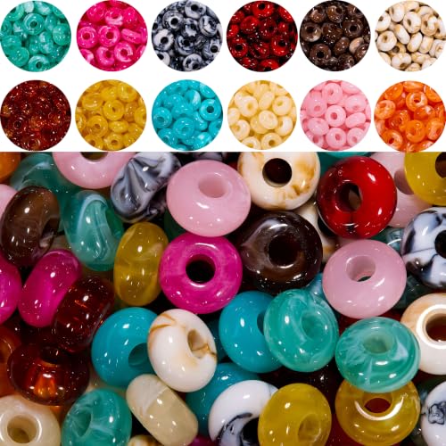 Anjulery 120Pcs Large Hole Acrylic Beads for Carabiner Bag Charms 14mm