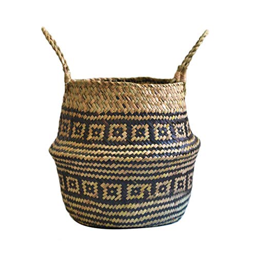 WUYANES Elitehousewares - Cesta de Madera de Mimbre Natural, Cuadrada