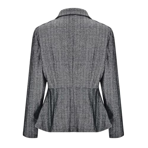 Womens Business Blazer Jackets Ruffle Hem Lapel Collar Office Work Suit Jacket Button Casual Open Front Cardigan Coat4